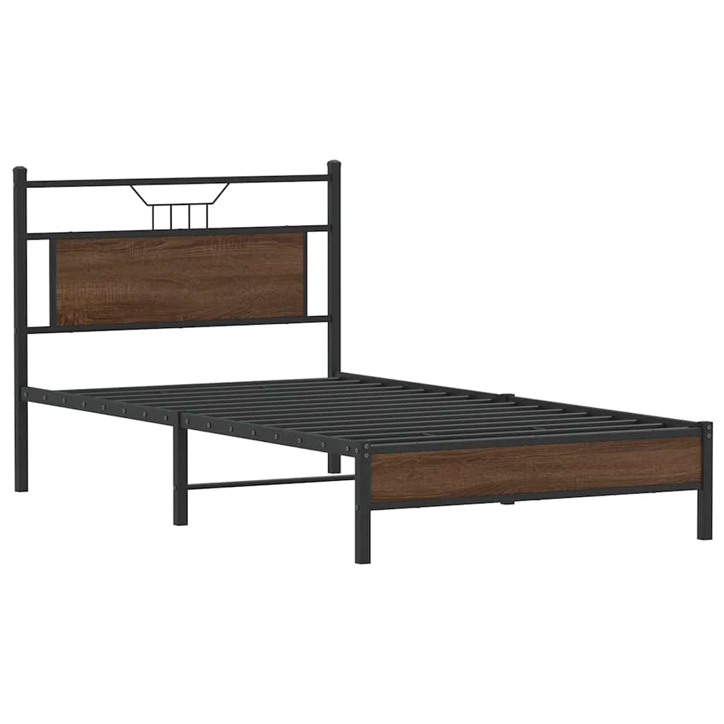 Bedframe zonder matras bewerkt hout bruin eikenkleur 100x190 cm is nu te koop bij PeponiXL, paradijselijk wonen!