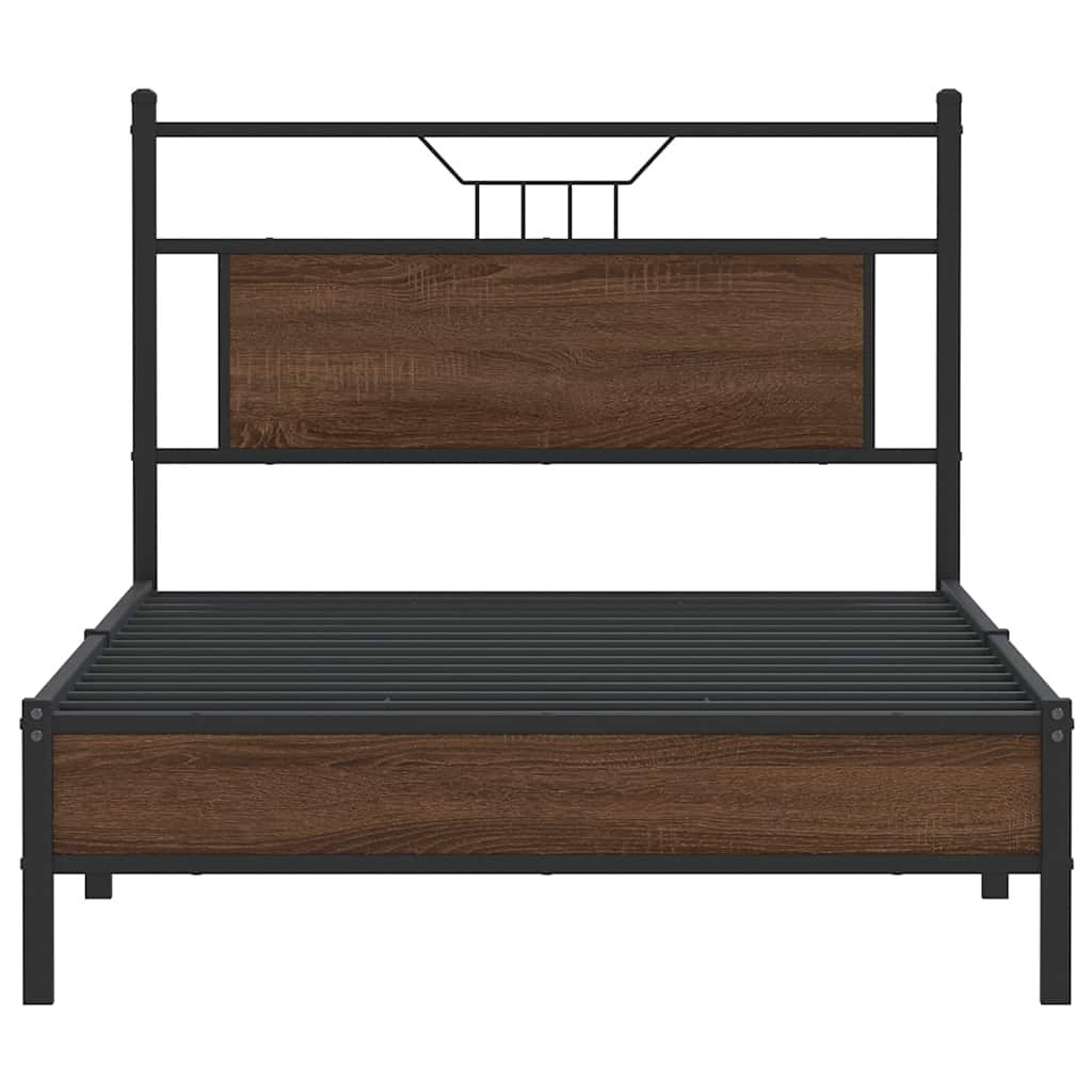 Bedframe zonder matras bewerkt hout bruin eikenkleur 100x190 cm is nu te koop bij PeponiXL, paradijselijk wonen!