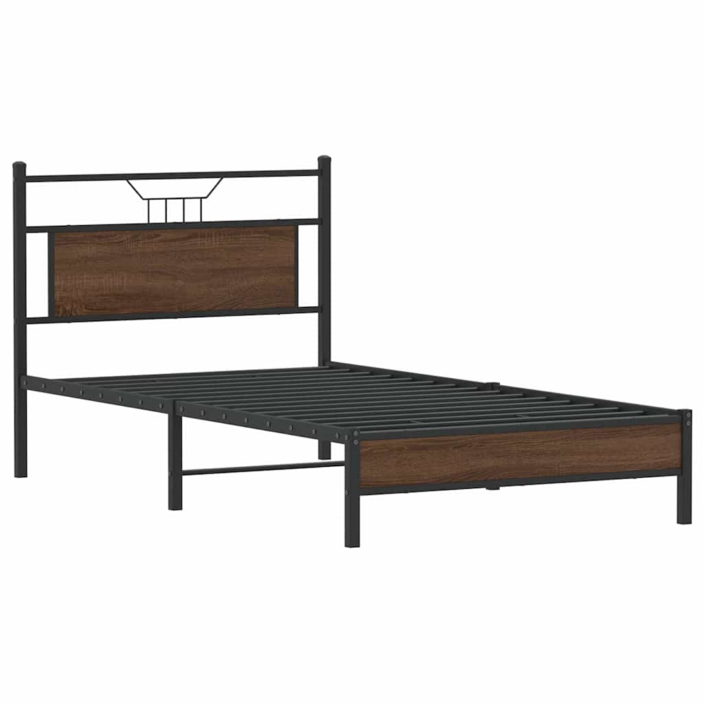 Bedframe zonder matras bewerkt hout bruin eikenkleur 100x200 cm is nu te koop bij PeponiXL, paradijselijk wonen!