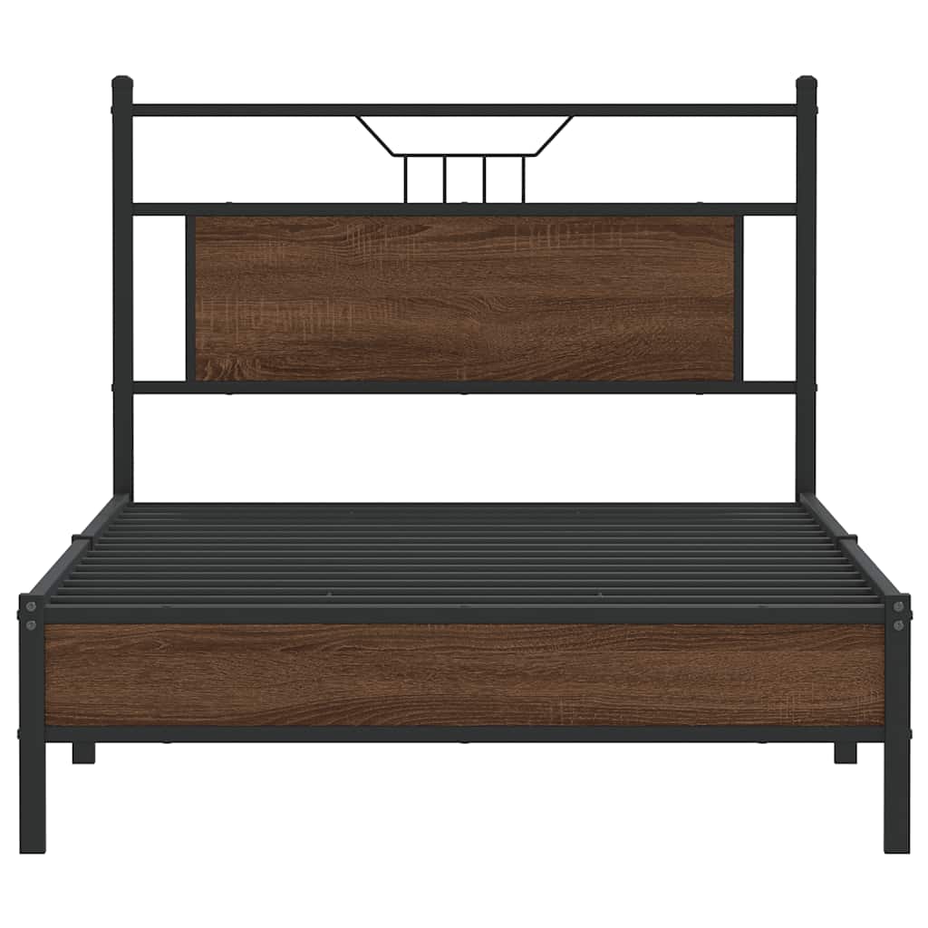 Bedframe zonder matras bewerkt hout bruin eikenkleur 100x200 cm is nu te koop bij PeponiXL, paradijselijk wonen!