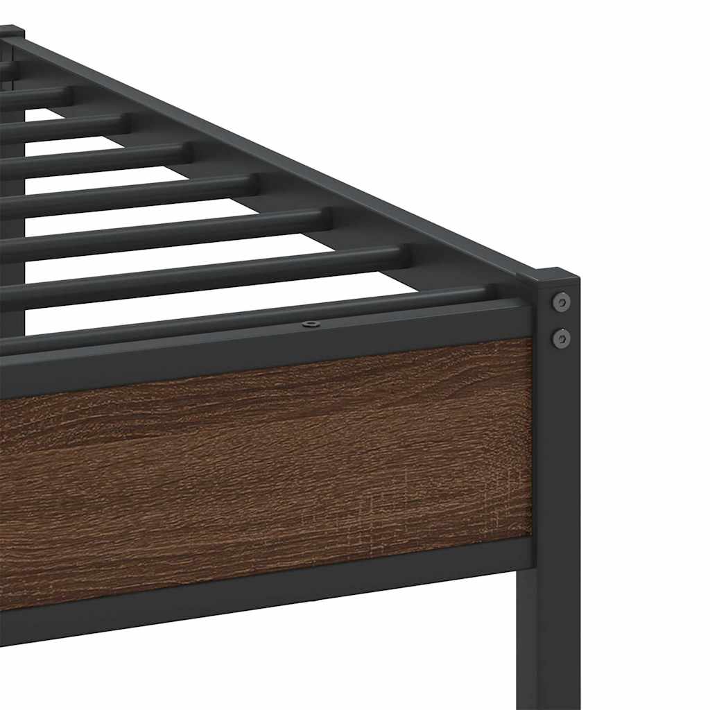 Bedframe zonder matras bewerkt hout bruin eikenkleur 100x200 cm is nu te koop bij PeponiXL, paradijselijk wonen!