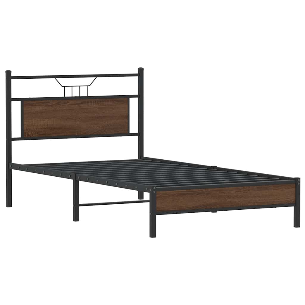 Bedframe zonder matras 107x203 cm spaanplaat bruin eikenkleurig is nu te koop bij PeponiXL, paradijselijk wonen!