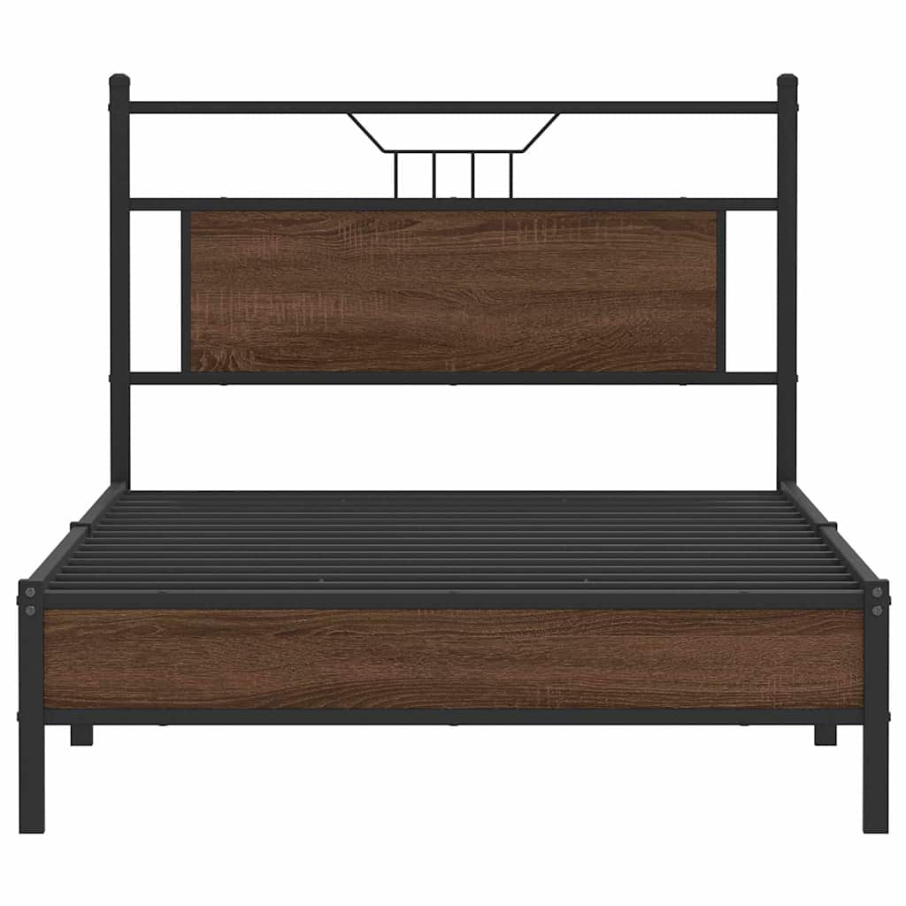 Bedframe zonder matras 107x203 cm spaanplaat bruin eikenkleurig is nu te koop bij PeponiXL, paradijselijk wonen!