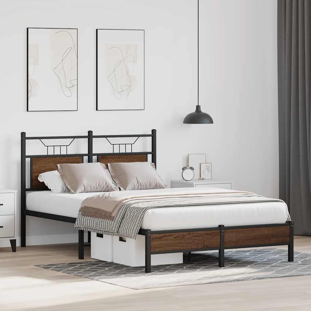Bedframe zonder matras bewerkt hout bruin eikenkleur 120x200 cm is nu te koop bij PeponiXL, paradijselijk wonen!
