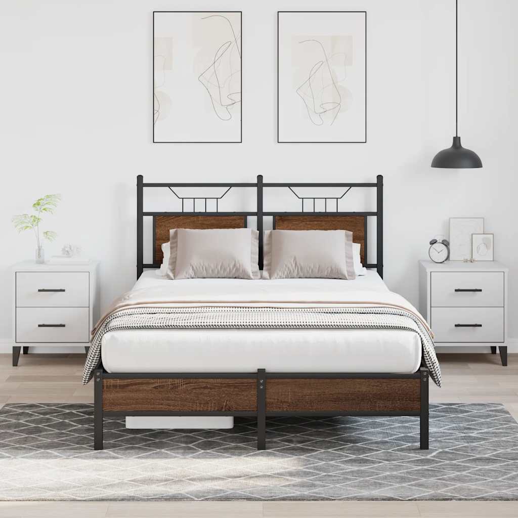 Bedframe zonder matras bewerkt hout bruin eikenkleur 120x200 cm is nu te koop bij PeponiXL, paradijselijk wonen!