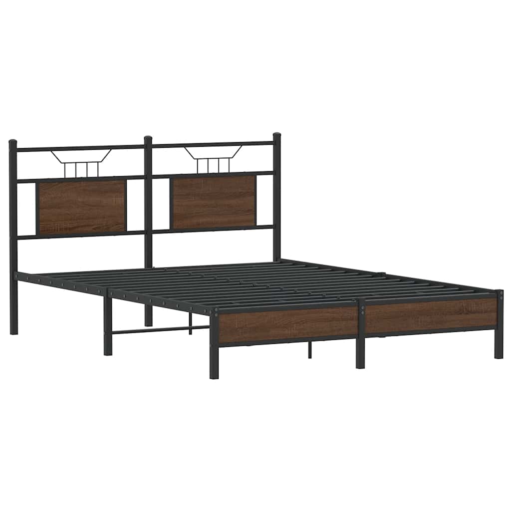 Bedframe zonder matras bewerkt hout bruin eikenkleur 150x200 cm is nu te koop bij PeponiXL, paradijselijk wonen!
