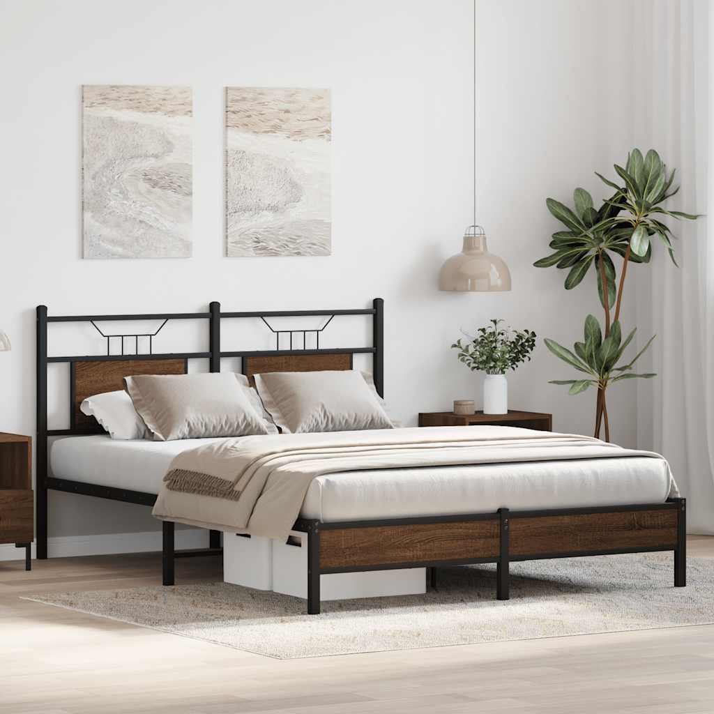 Bedframe zonder matras bewerkt hout bruin eikenkleur 150x200 cm is nu te koop bij PeponiXL, paradijselijk wonen!