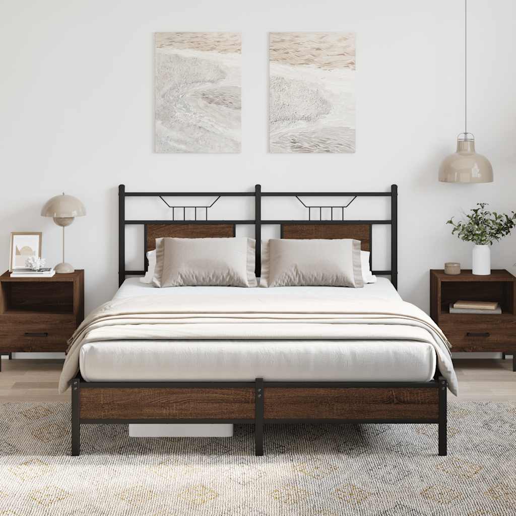 Bedframe zonder matras bewerkt hout bruin eikenkleur 150x200 cm is nu te koop bij PeponiXL, paradijselijk wonen!