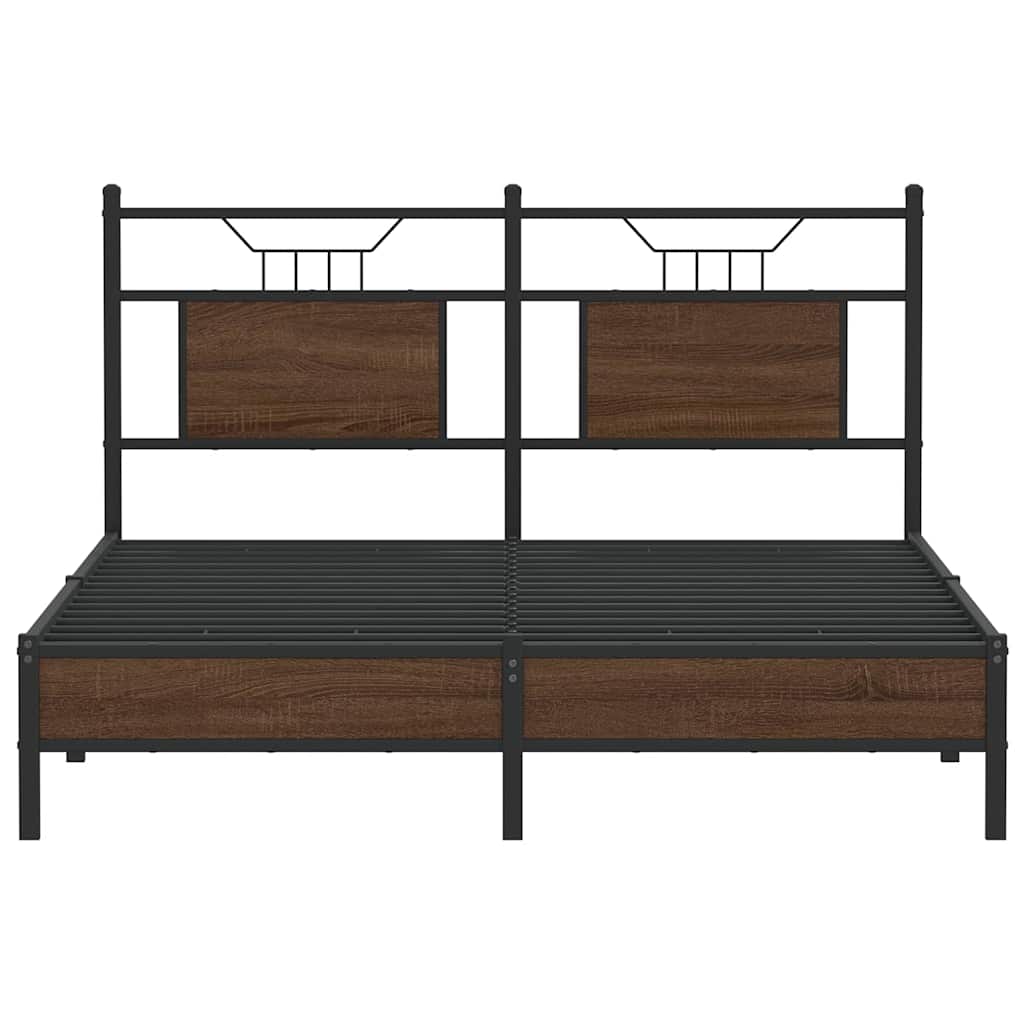 Bedframe zonder matras bewerkt hout bruin eikenkleur 150x200 cm is nu te koop bij PeponiXL, paradijselijk wonen!