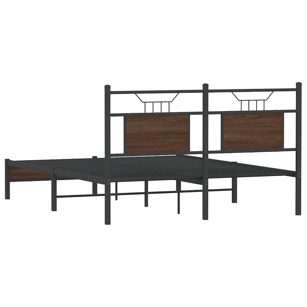 Bedframe zonder matras bewerkt hout bruin eikenkleur 150x200 cm is nu te koop bij PeponiXL, paradijselijk wonen!