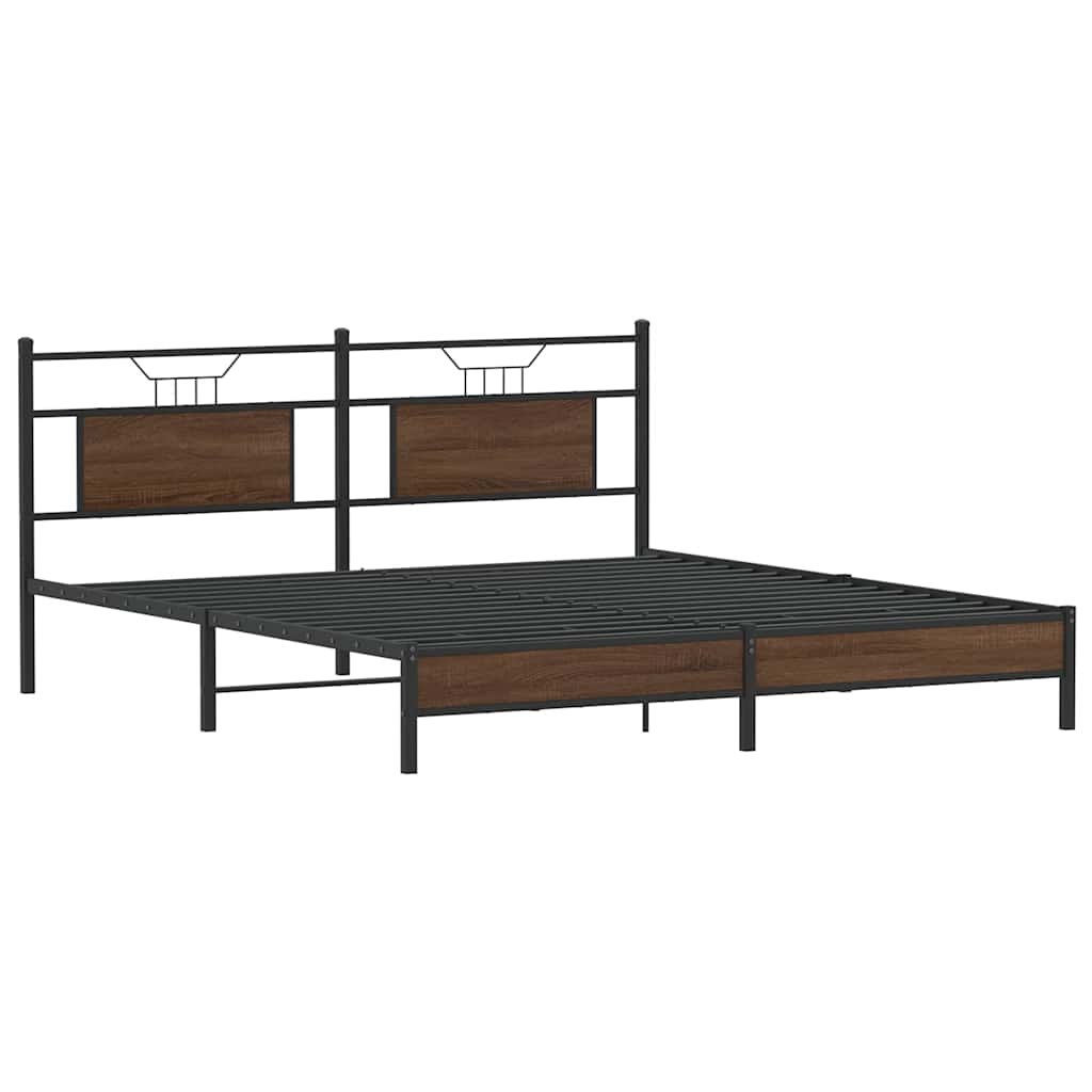 Bedframe zonder matras bewerkt hout bruin eikenkleur 160x200 cm is nu te koop bij PeponiXL, paradijselijk wonen!