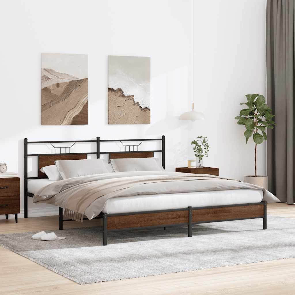 Bedframe zonder matras bewerkt hout bruin eikenkleur 160x200 cm is nu te koop bij PeponiXL, paradijselijk wonen!