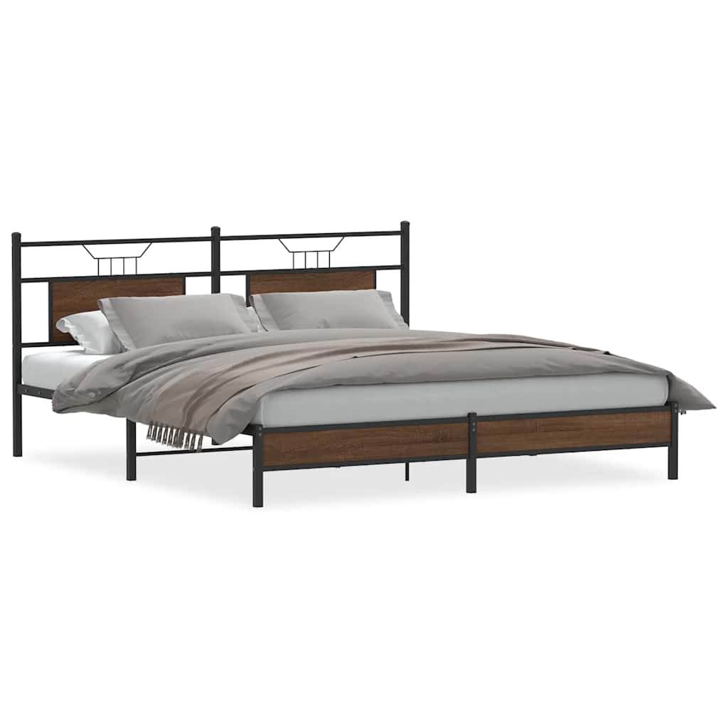 Bedframe zonder matras bewerkt hout bruin eikenkleur 183x203 cm is nu te koop bij PeponiXL, paradijselijk wonen!