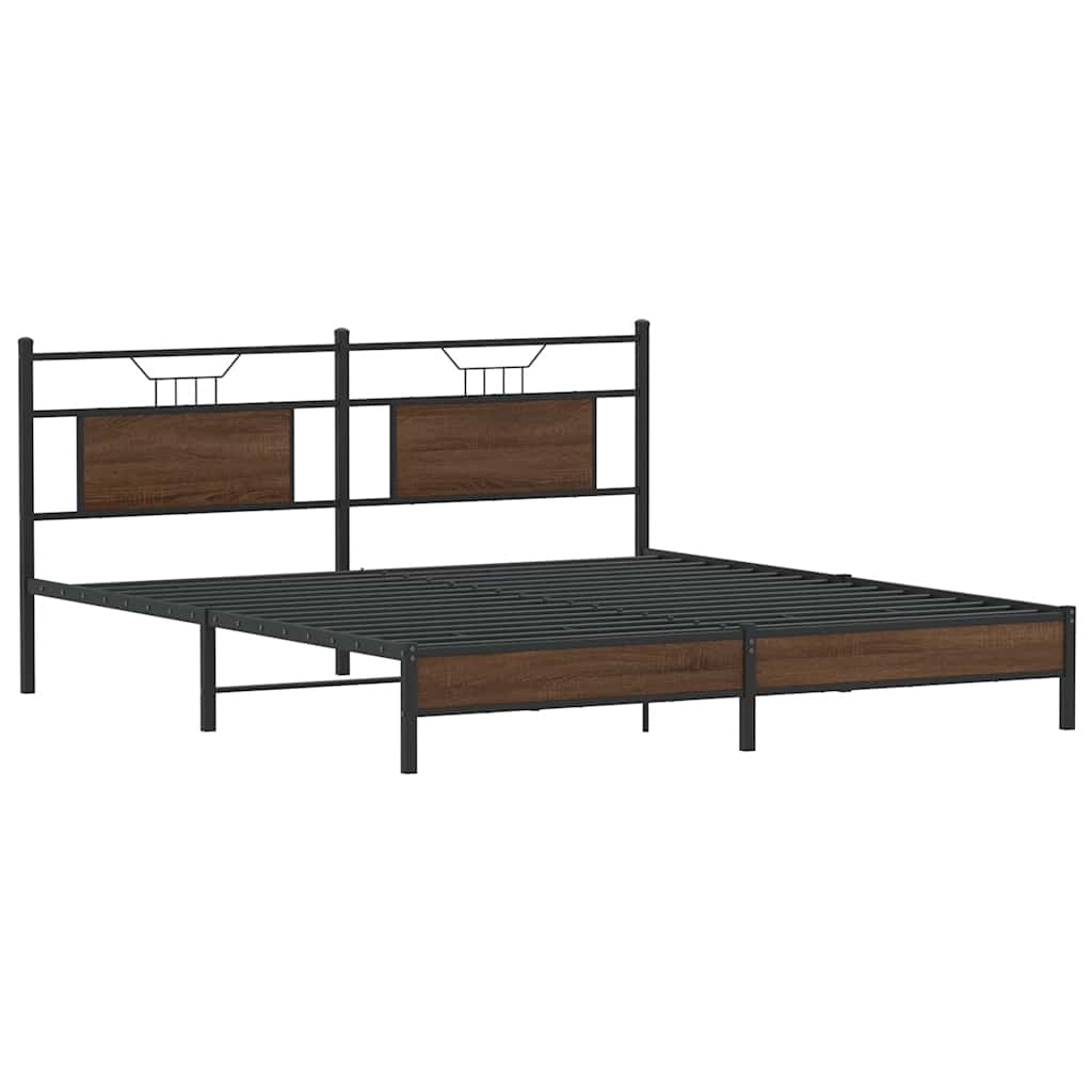 Bedframe zonder matras bewerkt hout bruin eikenkleur 183x203 cm is nu te koop bij PeponiXL, paradijselijk wonen!