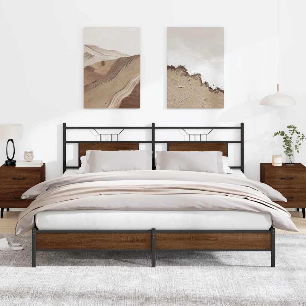 Bedframe zonder matras bewerkt hout bruin eikenkleur 183x203 cm is nu te koop bij PeponiXL, paradijselijk wonen!