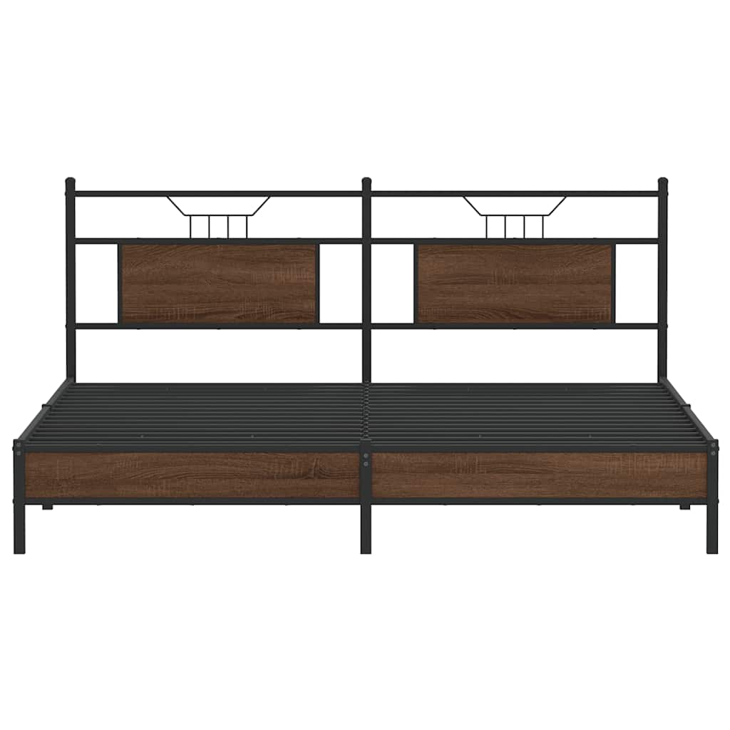Bedframe zonder matras bewerkt hout bruin eikenkleur 183x203 cm is nu te koop bij PeponiXL, paradijselijk wonen!