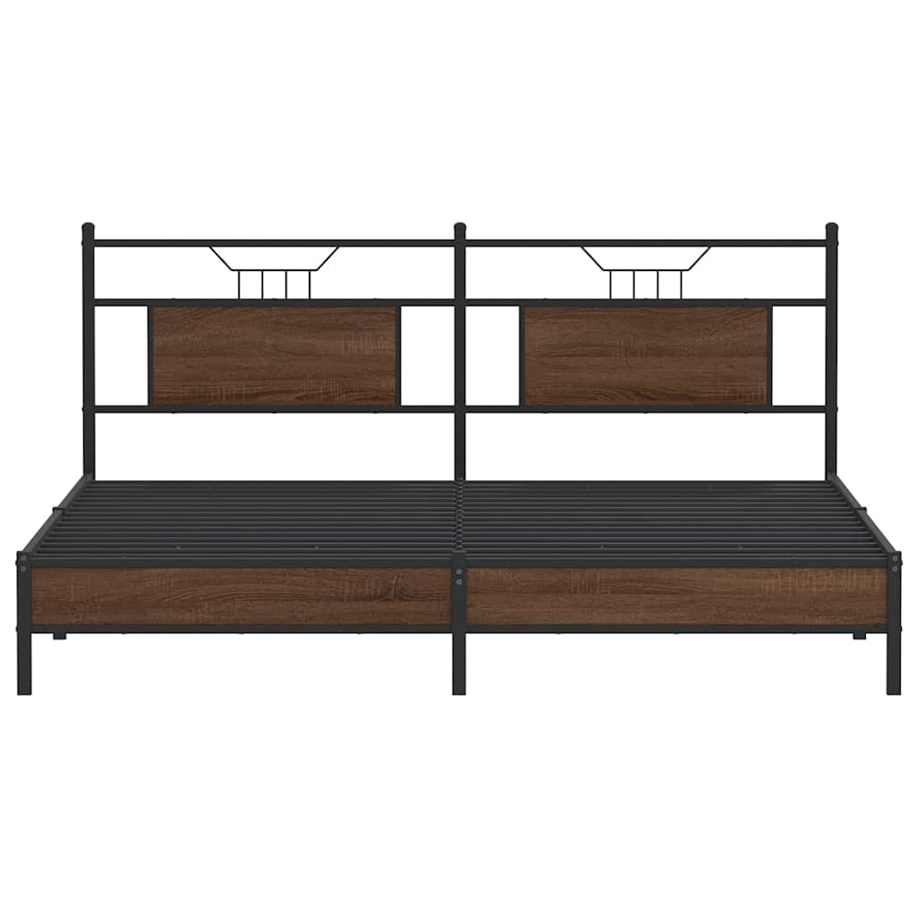 Bedframe zonder matras 183x213 cm spaanplaat bruin eikenkleurig is nu te koop bij PeponiXL, paradijselijk wonen!