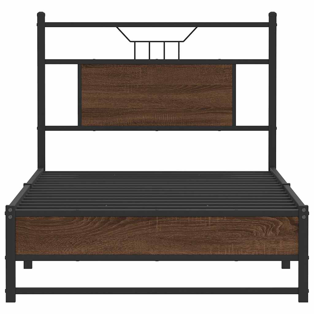 Bedframe zonder matras bewerkt hout bruin eikenkleur 75x190 cm is nu te koop bij PeponiXL, paradijselijk wonen!