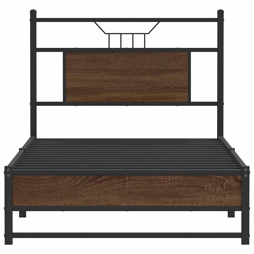 Bedframe zonder matras bewerkt hout bruin eikenkleur 90x190 cm is nu te koop bij PeponiXL, paradijselijk wonen!