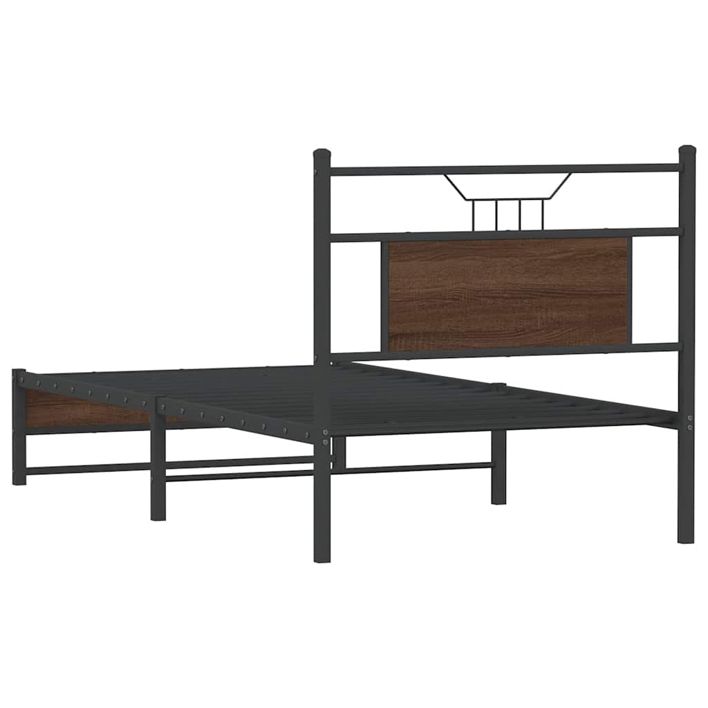 Bedframe zonder matras bewerkt hout bruin eikenkleur 90x190 cm is nu te koop bij PeponiXL, paradijselijk wonen!