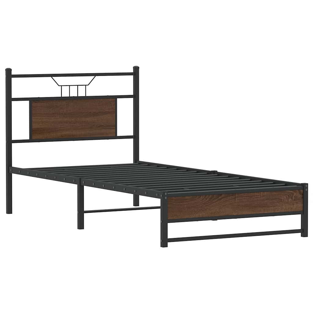 Bedframe zonder matras bewerkt hout bruin eikenkleur 90x200 cm is nu te koop bij PeponiXL, paradijselijk wonen!