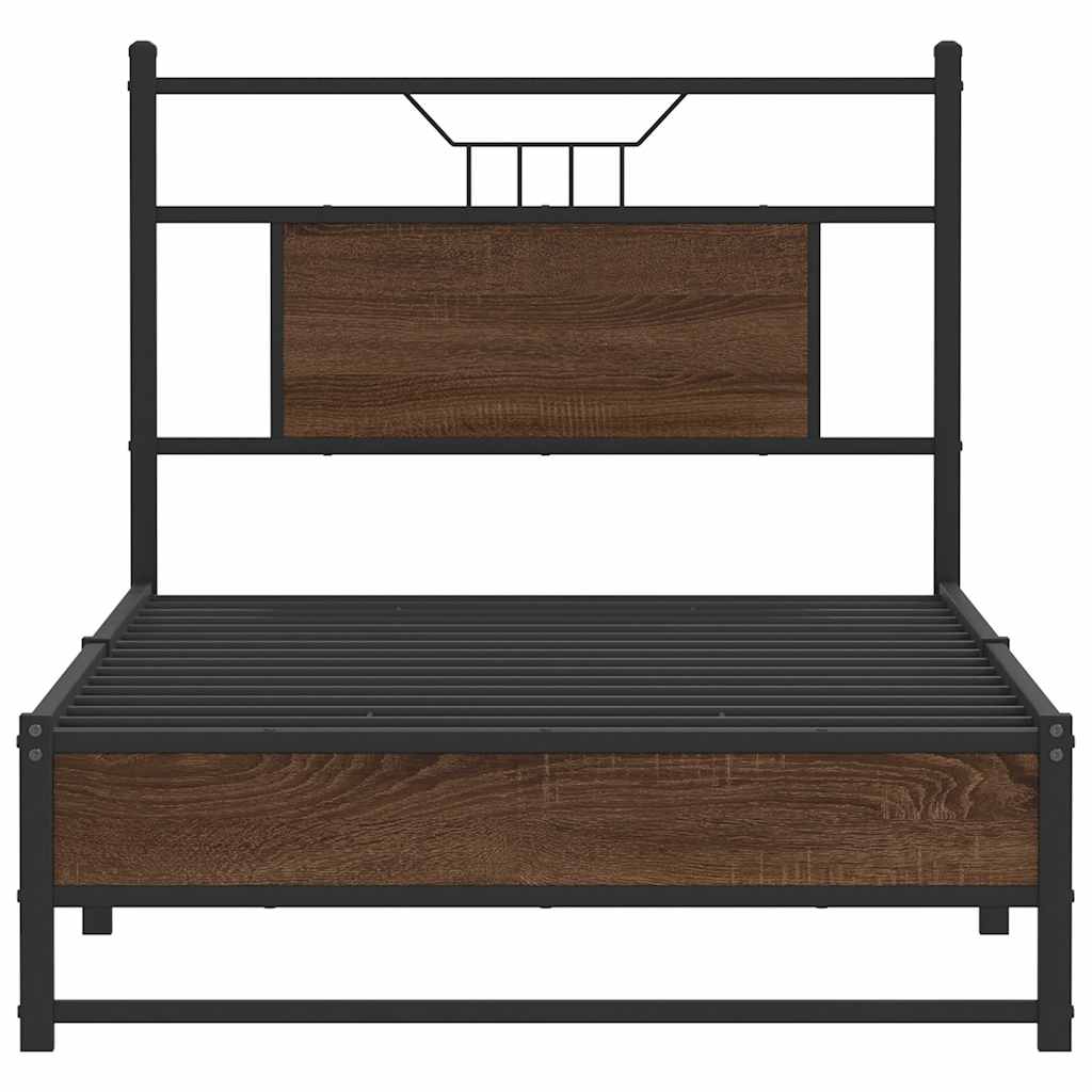 Bedframe zonder matras bewerkt hout bruin eikenkleur 90x200 cm is nu te koop bij PeponiXL, paradijselijk wonen!