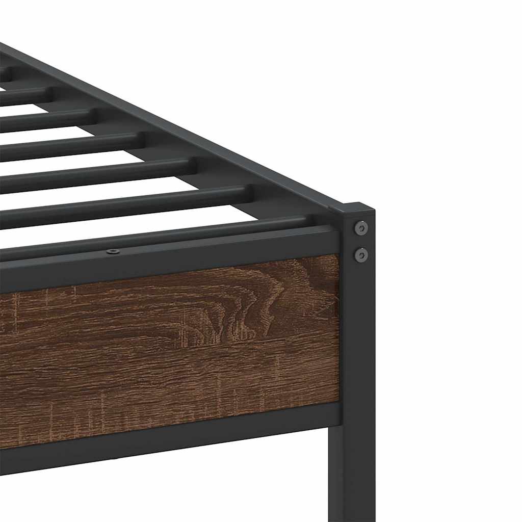 Bedframe zonder matras bewerkt hout bruin eikenkleur 90x200 cm is nu te koop bij PeponiXL, paradijselijk wonen!