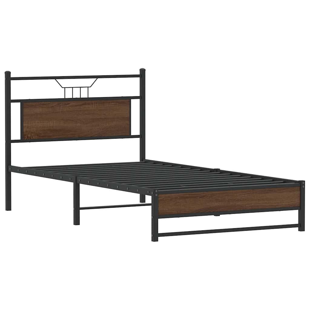 Bedframe zonder matras bewerkt hout bruin eikenkleur 100x190 cm is nu te koop bij PeponiXL, paradijselijk wonen!