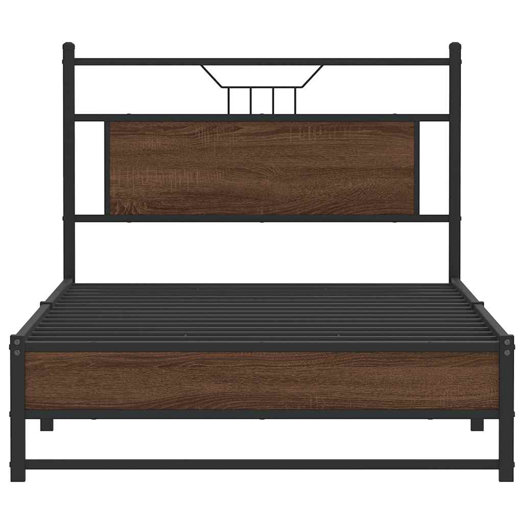 Bedframe zonder matras bewerkt hout bruin eikenkleur 100x190 cm is nu te koop bij PeponiXL, paradijselijk wonen!