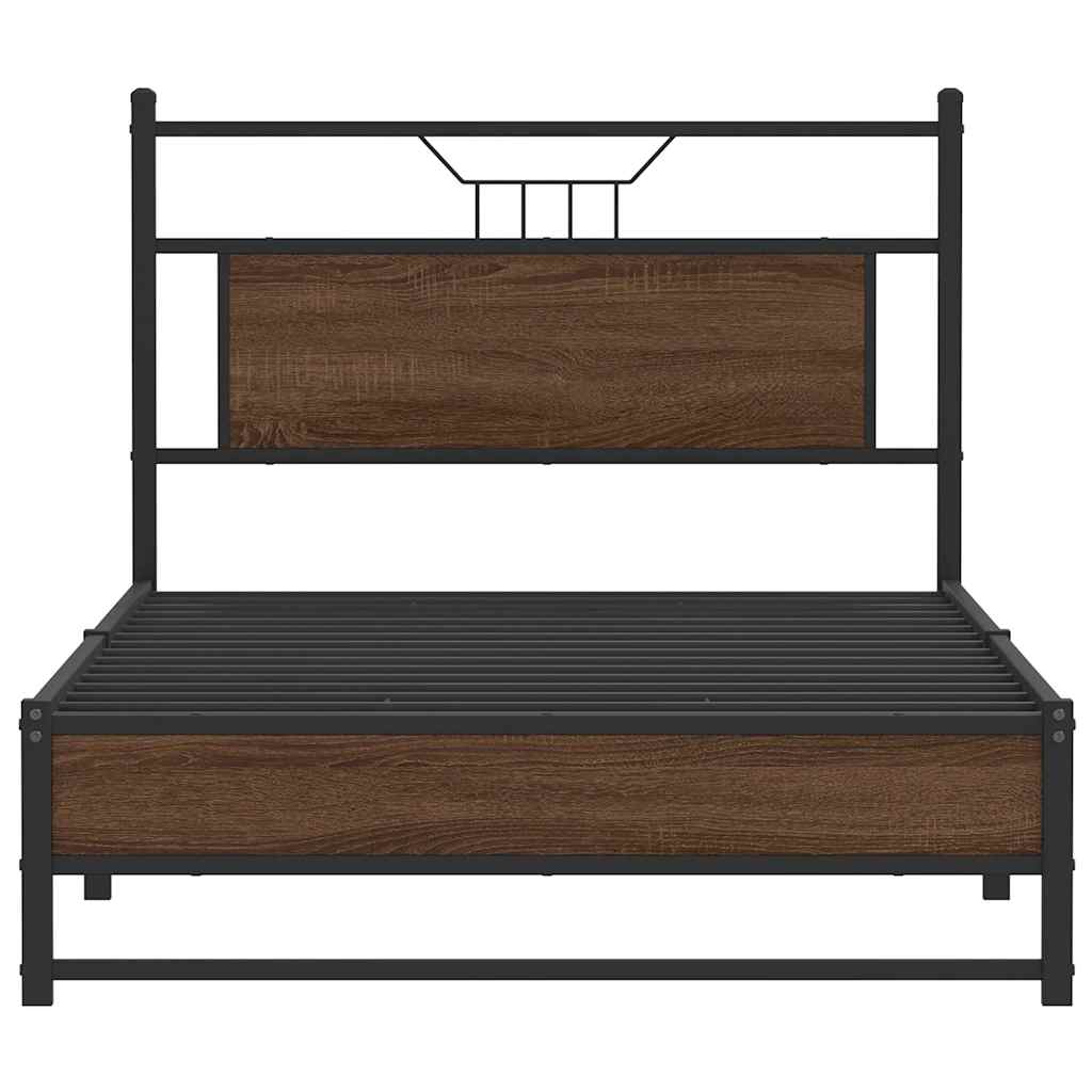Bedframe zonder matras bewerkt hout bruin eikenkleur 100x200 cm is nu te koop bij PeponiXL, paradijselijk wonen!