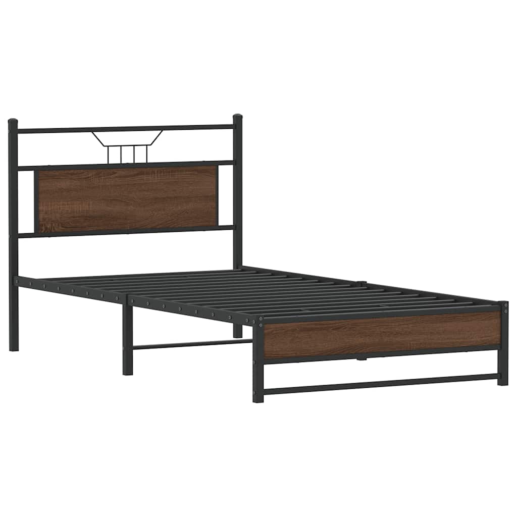 Bedframe zonder matras 107x203 cm spaanplaat bruin eikenkleurig is nu te koop bij PeponiXL, paradijselijk wonen!