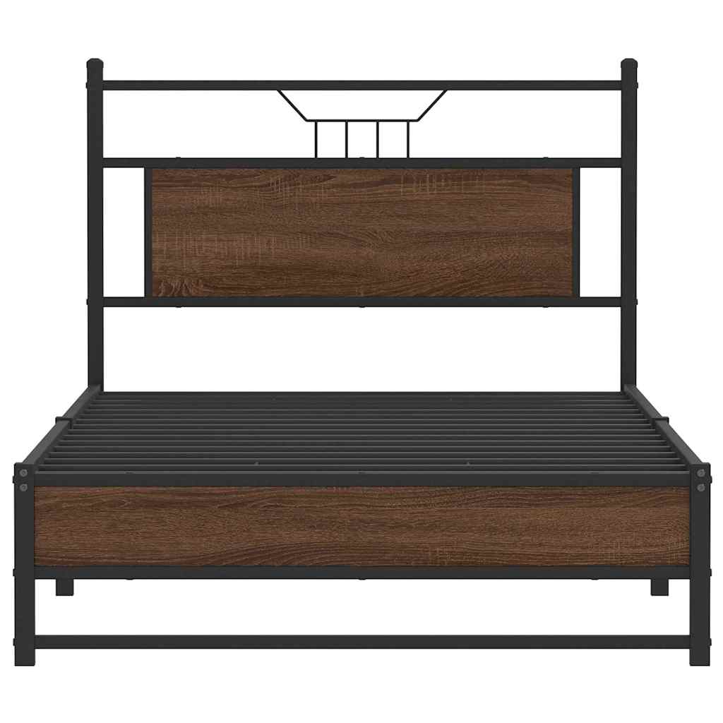 Bedframe zonder matras 107x203 cm spaanplaat bruin eikenkleurig is nu te koop bij PeponiXL, paradijselijk wonen!