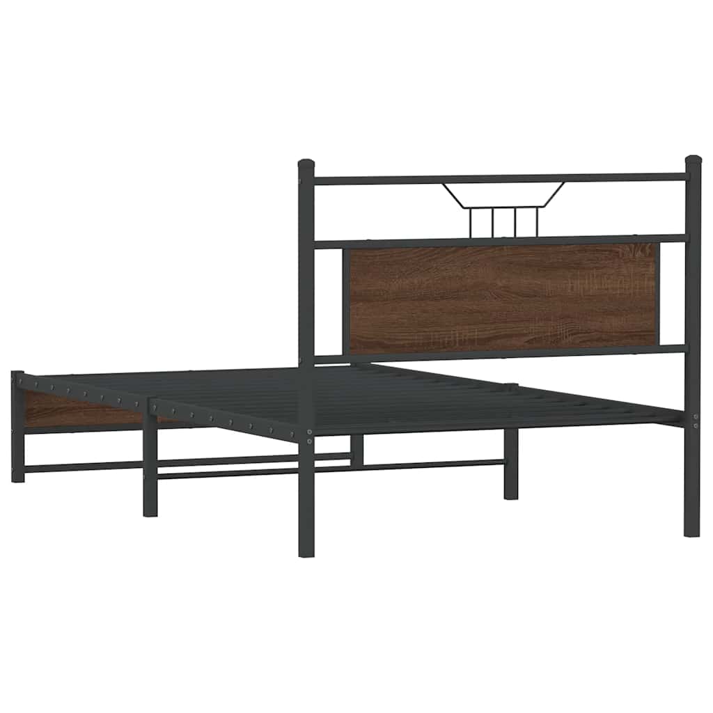 Bedframe zonder matras 107x203 cm spaanplaat bruin eikenkleurig is nu te koop bij PeponiXL, paradijselijk wonen!