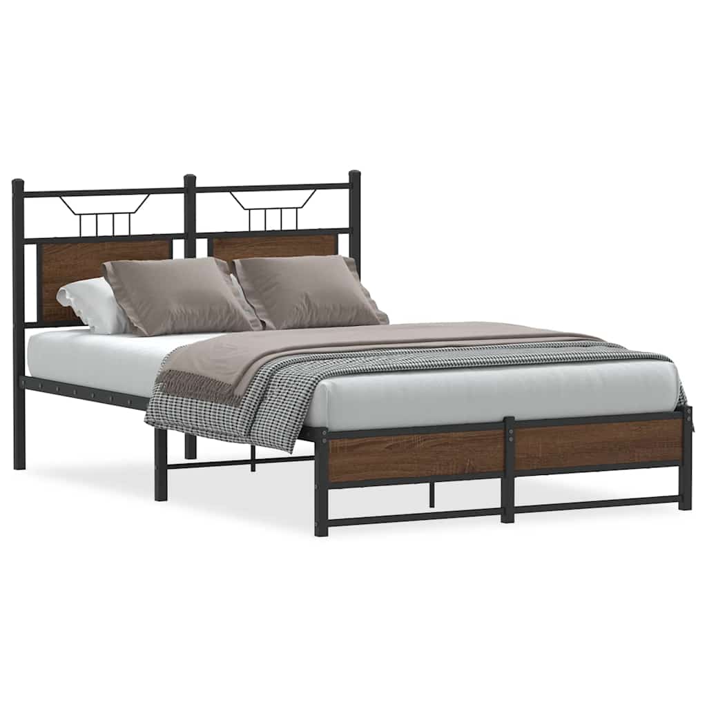 Bedframe zonder matras bewerkt hout bruin eikenkleur 120x190 cm is nu te koop bij PeponiXL, paradijselijk wonen!