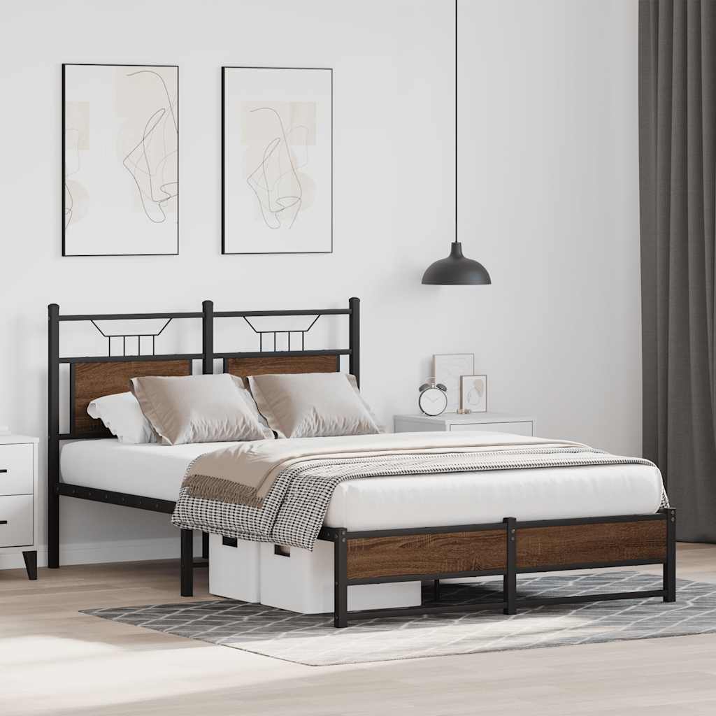 Bedframe zonder matras bewerkt hout bruin eikenkleur 120x190 cm is nu te koop bij PeponiXL, paradijselijk wonen!