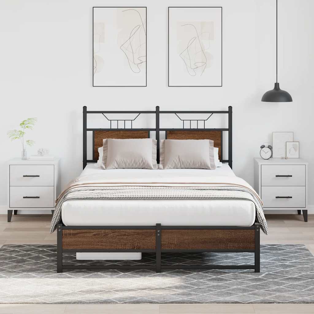 Bedframe zonder matras bewerkt hout bruin eikenkleur 120x190 cm is nu te koop bij PeponiXL, paradijselijk wonen!