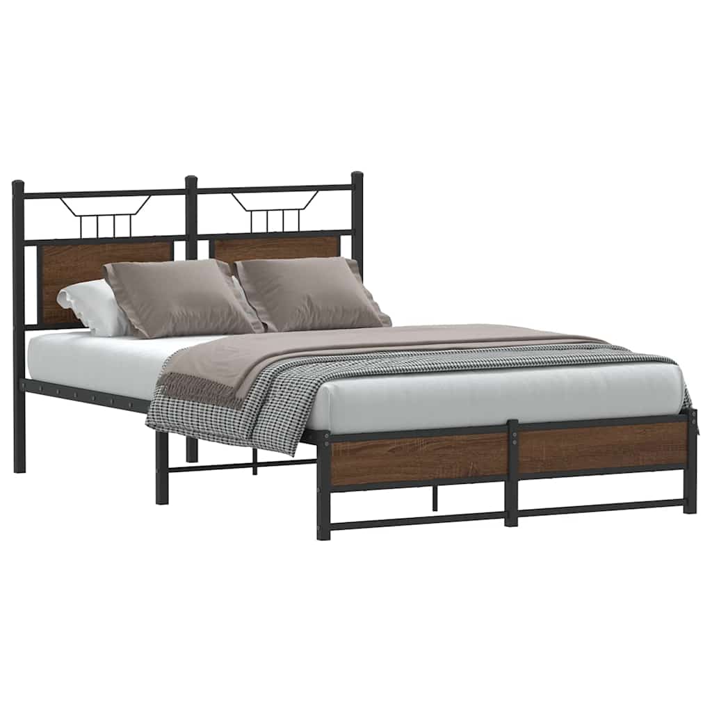 Bedframe zonder matras bewerkt hout bruin eikenkleur 120x190 cm is nu te koop bij PeponiXL, paradijselijk wonen!