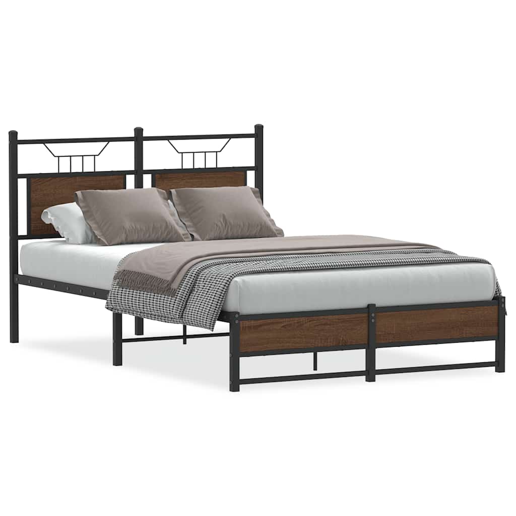 Bedframe zonder matras bewerkt hout bruin eikenkleur 120x200 cm is nu te koop bij PeponiXL, paradijselijk wonen!