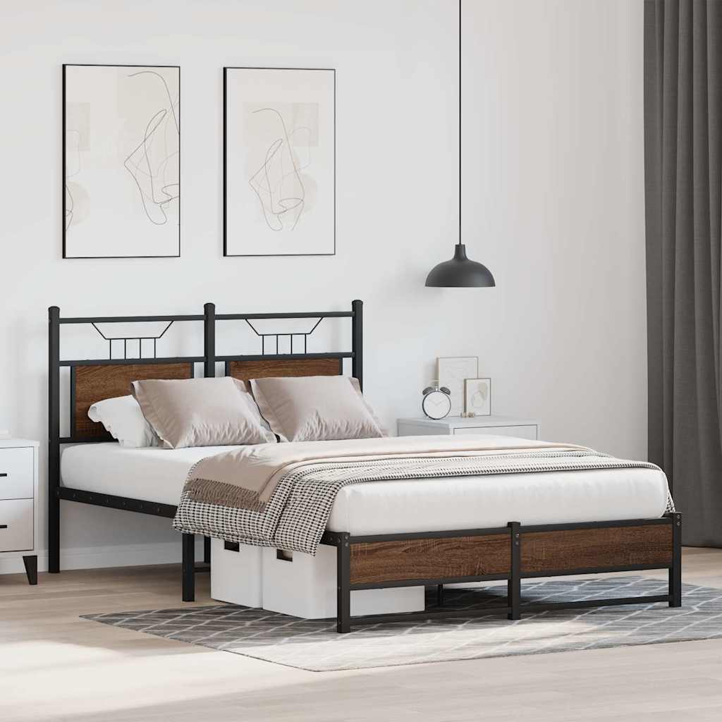 Bedframe zonder matras bewerkt hout bruin eikenkleur 120x200 cm is nu te koop bij PeponiXL, paradijselijk wonen!