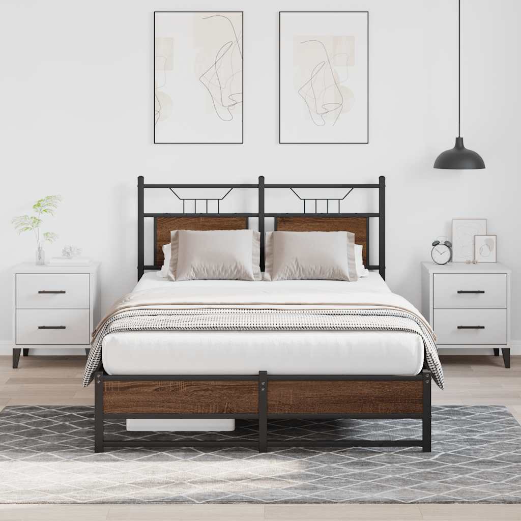 Bedframe zonder matras bewerkt hout bruin eikenkleur 120x200 cm is nu te koop bij PeponiXL, paradijselijk wonen!