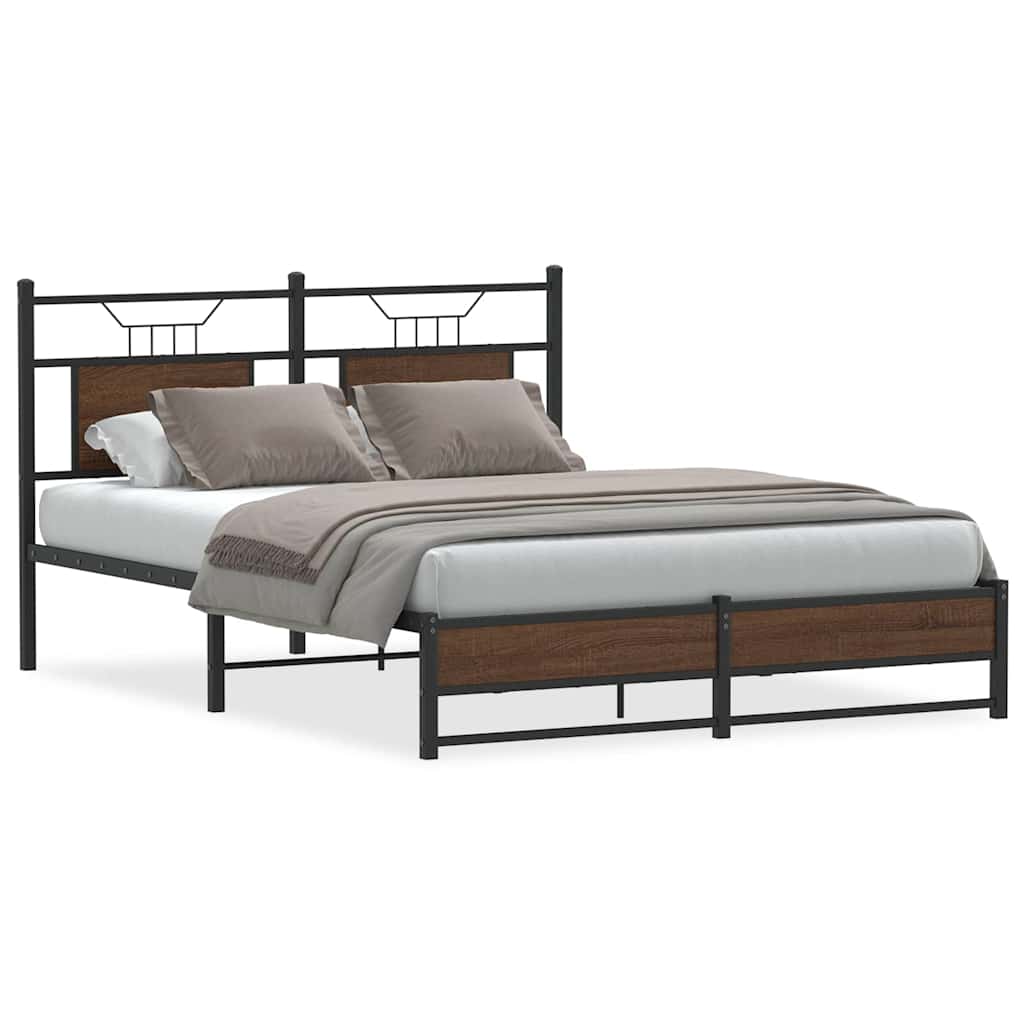Bedframe zonder matras bewerkt hout bruin eikenkleur 137x190 cm is nu te koop bij PeponiXL, paradijselijk wonen!