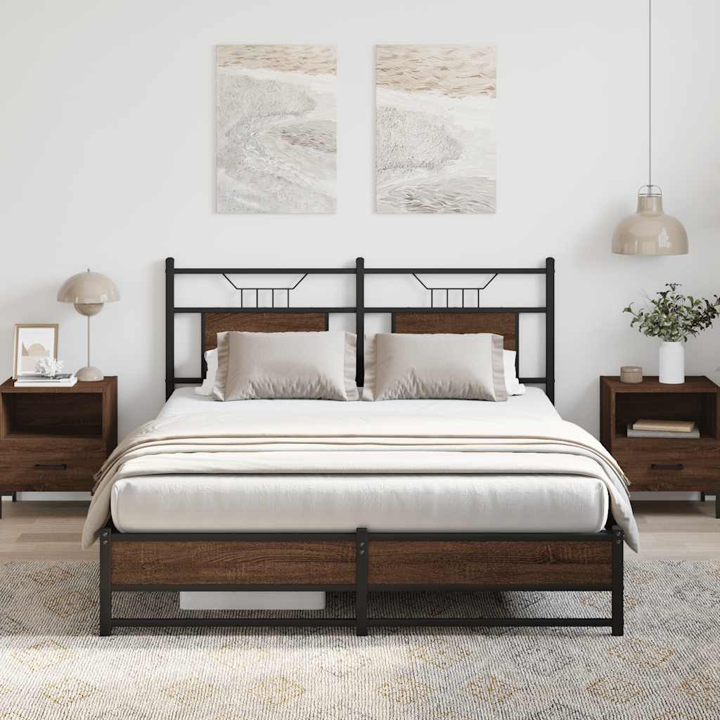 Bedframe zonder matras bewerkt hout bruin eikenkleur 137x190 cm is nu te koop bij PeponiXL, paradijselijk wonen!