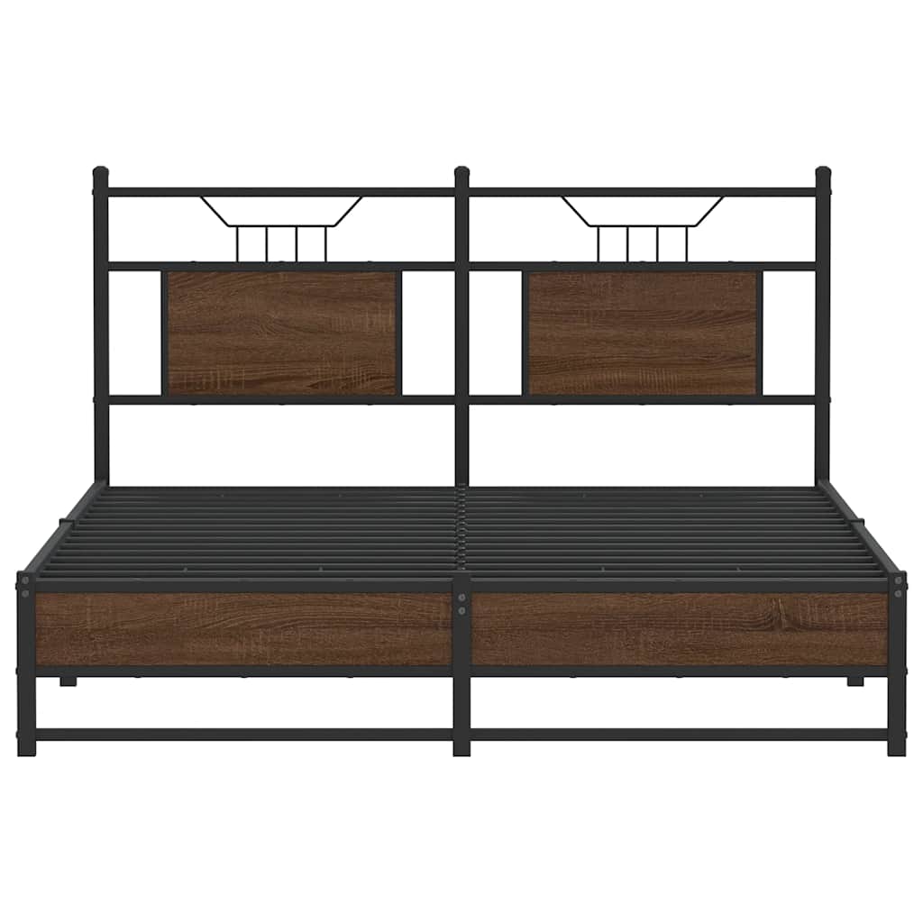 Bedframe zonder matras bewerkt hout bruin eikenkleur 137x190 cm is nu te koop bij PeponiXL, paradijselijk wonen!