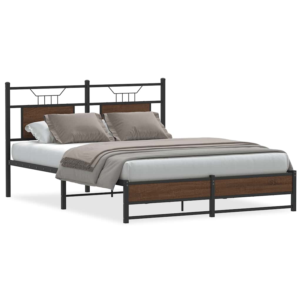Bedframe zonder matras bewerkt hout bruin eikenkleur 140x190 cm is nu te koop bij PeponiXL, paradijselijk wonen!