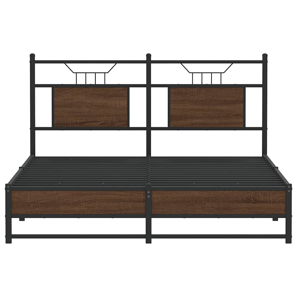 Bedframe zonder matras bewerkt hout bruin eikenkleur 140x190 cm is nu te koop bij PeponiXL, paradijselijk wonen!