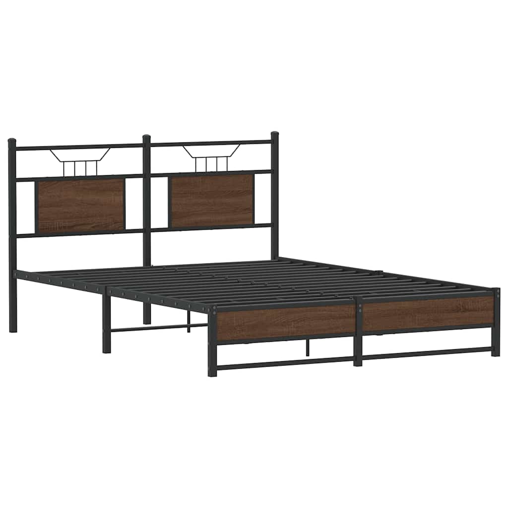 Bedframe zonder matras bewerkt hout bruin eikenkleur 140x200 cm is nu te koop bij PeponiXL, paradijselijk wonen!
