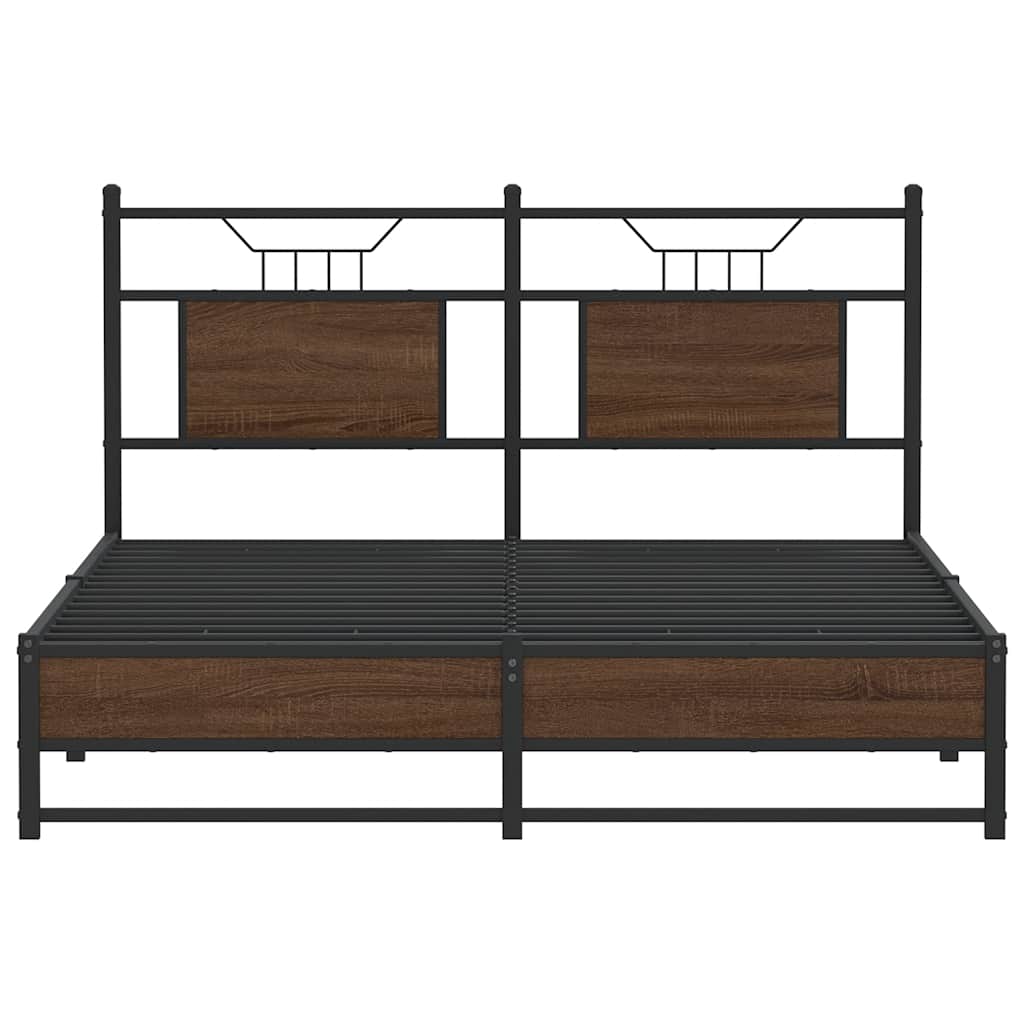 Bedframe zonder matras bewerkt hout bruin eikenkleur 140x200 cm is nu te koop bij PeponiXL, paradijselijk wonen!