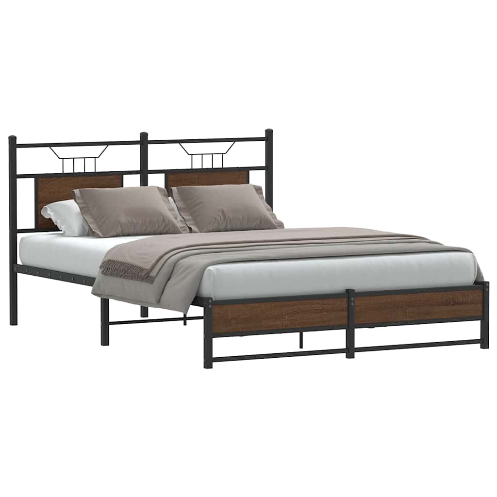 Bedframe zonder matras bewerkt hout bruin eikenkleur 140x200 cm is nu te koop bij PeponiXL, paradijselijk wonen!