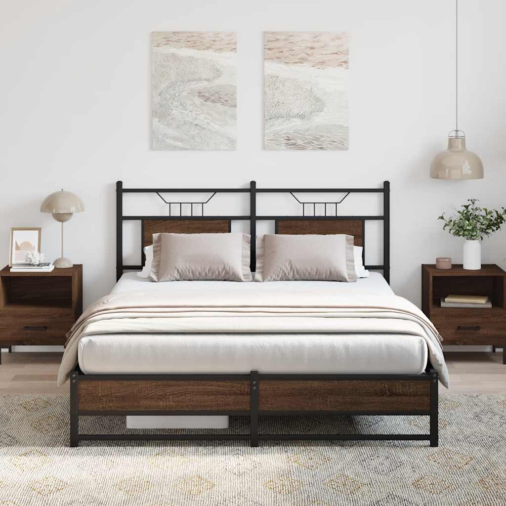 Bedframe zonder matras bewerkt hout bruin eikenkleur 150x200 cm is nu te koop bij PeponiXL, paradijselijk wonen!