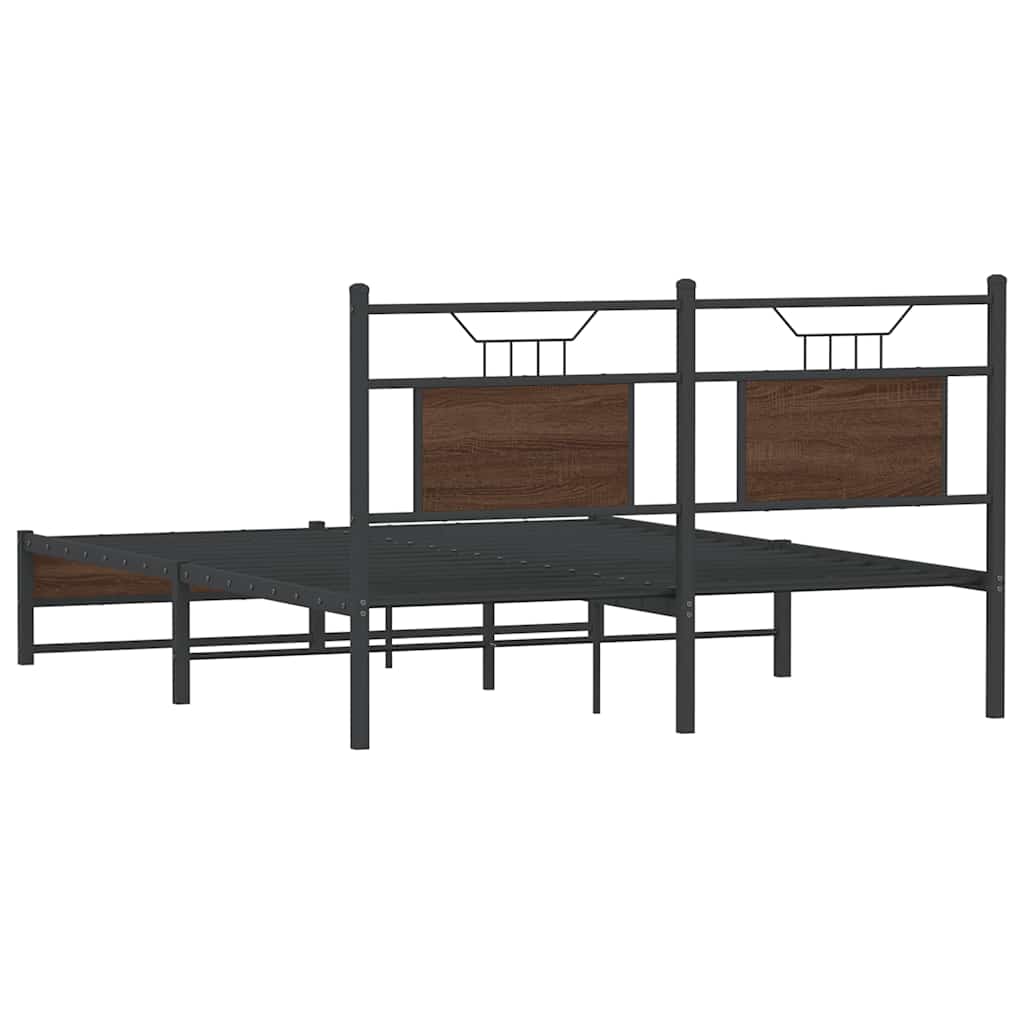 Bedframe zonder matras bewerkt hout bruin eikenkleur 150x200 cm is nu te koop bij PeponiXL, paradijselijk wonen!